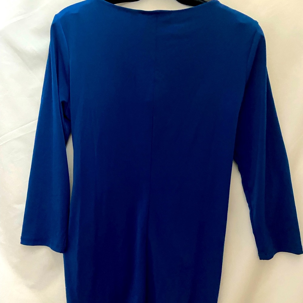 Classy Blue Key Hole Blouse